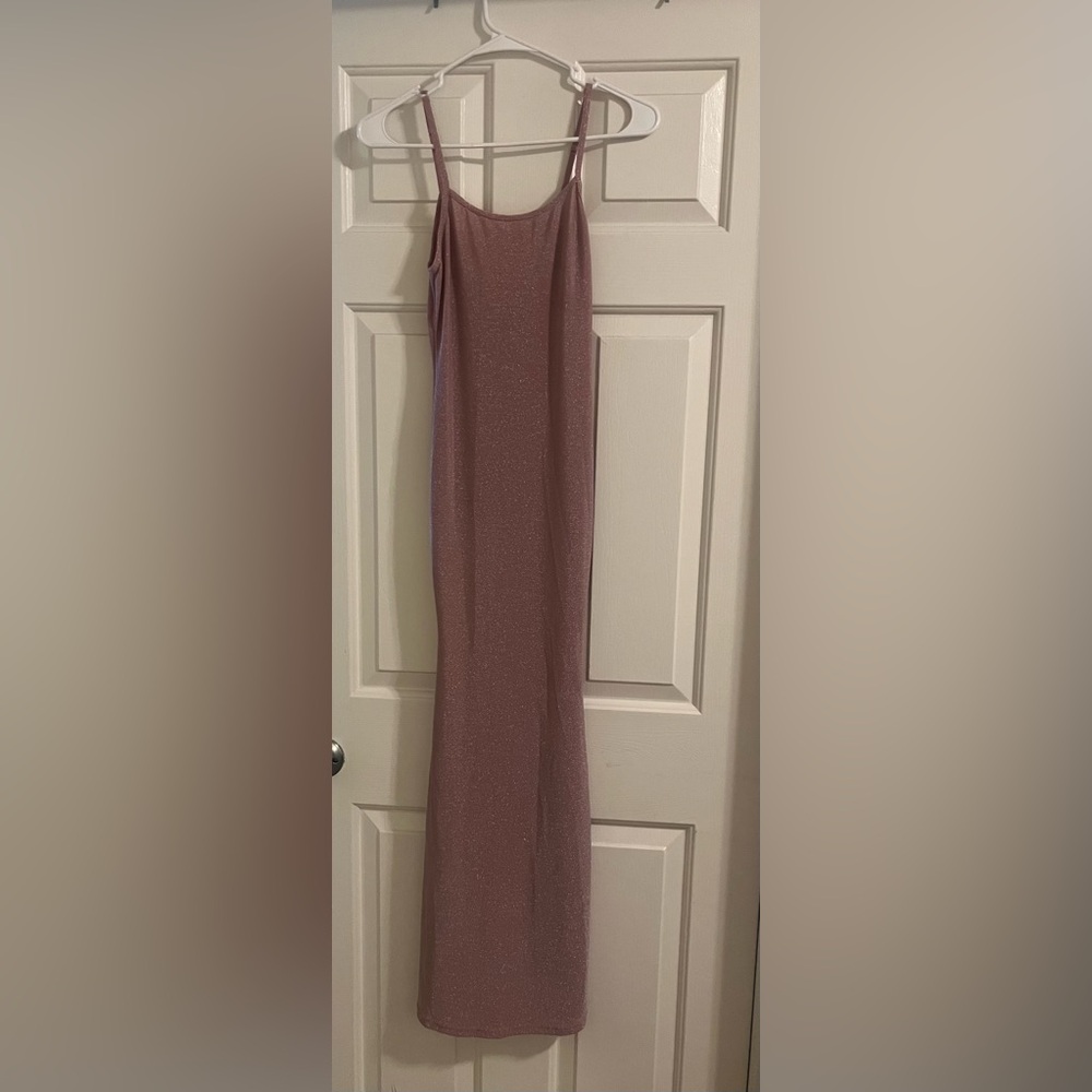 HALARA Rose Gold Shimmery Maxi Dress Spaghetti Strap